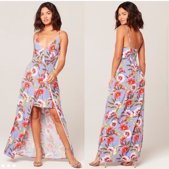 L*space riptide high low slip knot maxi dress lost in Ibiza purple floral print - Picture 1 of 13